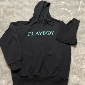 Playboy Hoodie Black Pullover Drawstring Graphic Logo Men’s Sweatshirt Size S